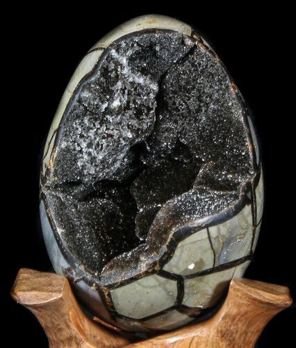 Septarian Dragon Egg Geode - Black Crystals #36716